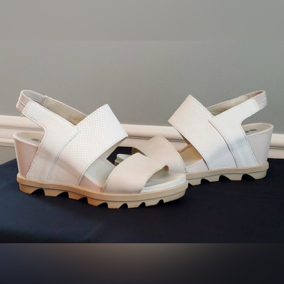 Sorel Shoes - Sorel Women’s Joanie II White/Ivory Textured Wedge Sandals Slingback NL3557-125